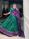 Green Colour Gauri Tussar Silk With Bandhej Print With Gotta Patti Lace Lehenga With Blouse Dupatta LNB1250
